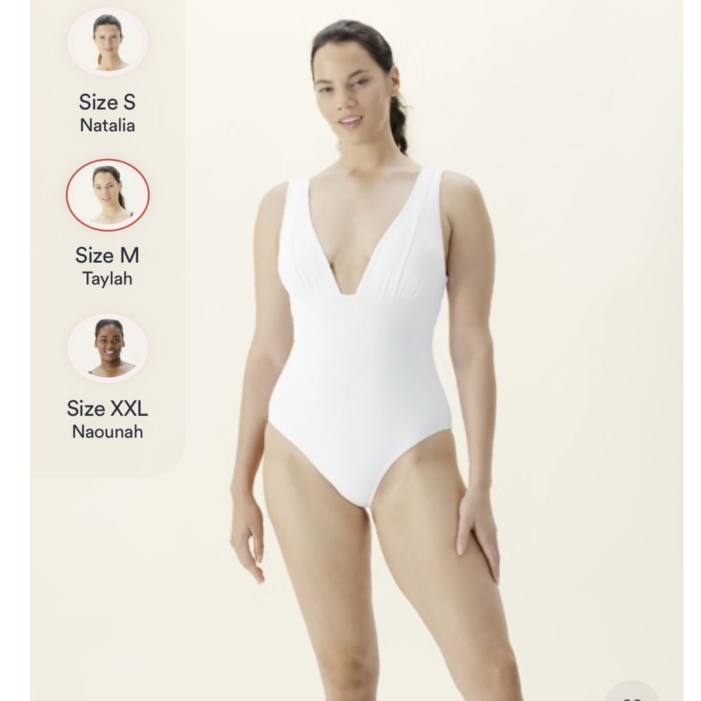 Andie Swim Mykonos white ribbed deep v suit one-piece Large L